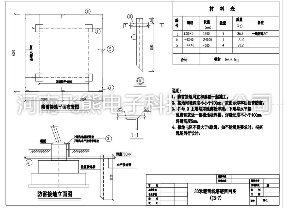 避雷线塔防雷接地图